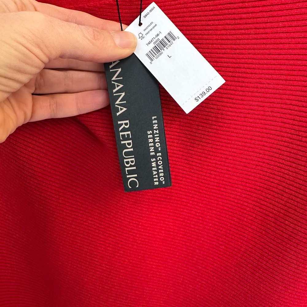Banana Republic Off The Shoulder Red Sweater Dress Size Large - Picture 7 of 7